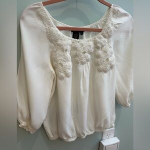Max Edition Cream Blouse with Crochet Accents